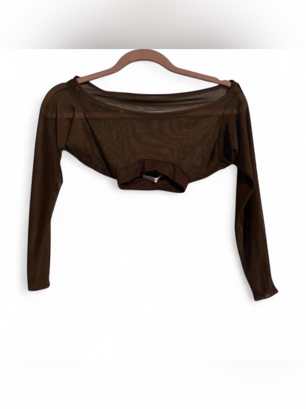 Avidlove Y2K Brown Sheer Mesh Shrug Long Sleeve Top Small - Picture 2 of 5